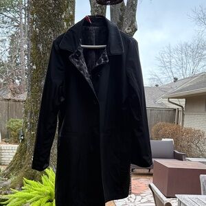 Jane Post Black & animal print Trench Coat reversible